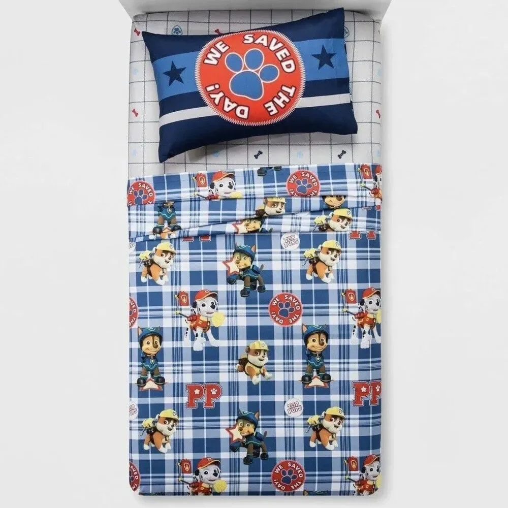 Paw Patrol Nickelodeon Twin Sheet Set Bedding Rubbie Marshall Chase NEW
